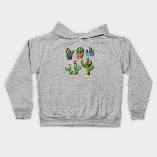 Pixel Cactus Set Kids Hoodie